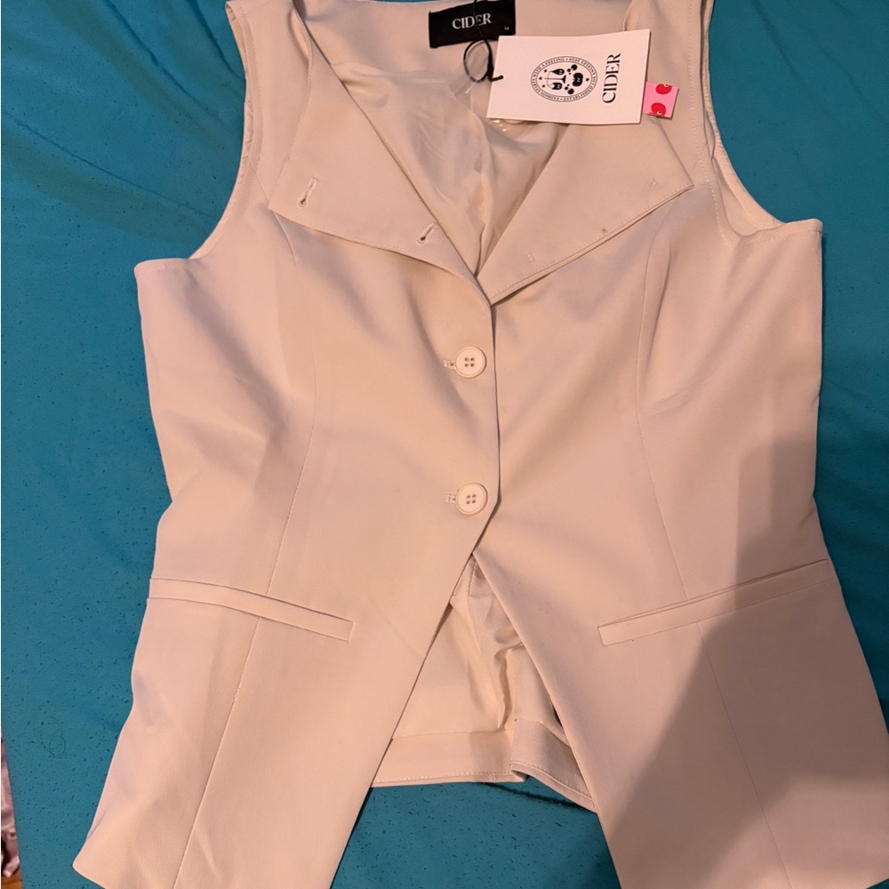 Cider Cream Tailored Pantsuit with V-Neck